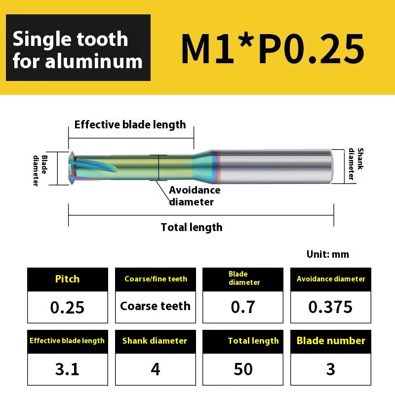 2135-65° aluminum with colorful thread milling cutter lengthened single tooth three-tooth full thread machining center tungsten carbide milling cutter M3M4M5 Shandong Denso Pricision Tools Co.,Ltd.